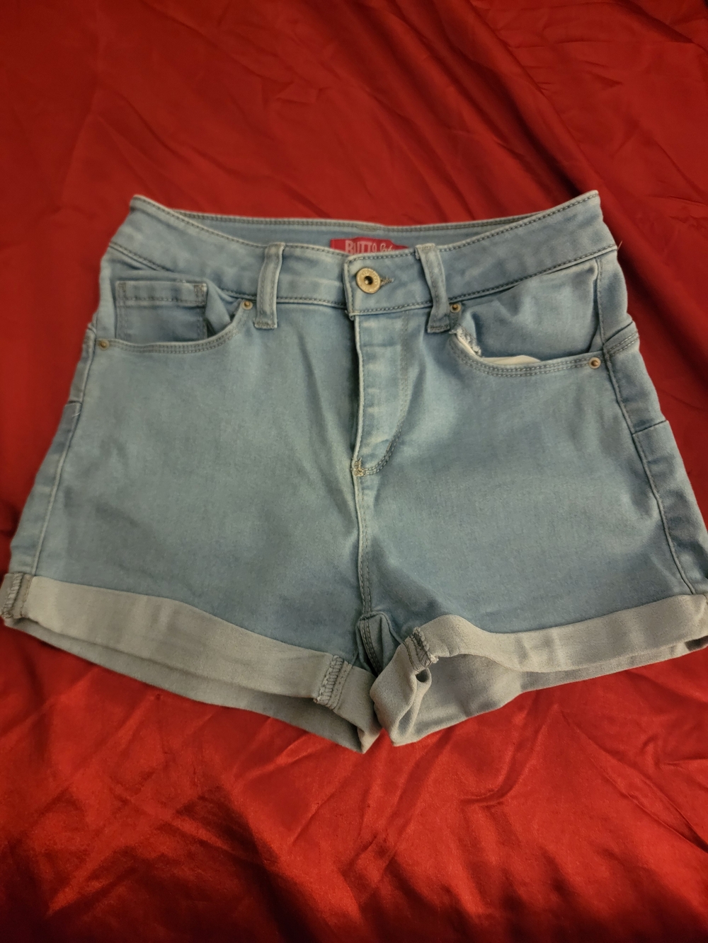 Wax Jean Light Blue Denim Roll Cuff Shorts